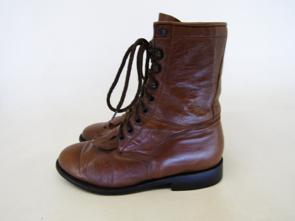 Ben Miller Womens Size 7 B Brown Leather Laces Kilt Cowboy Western Boots